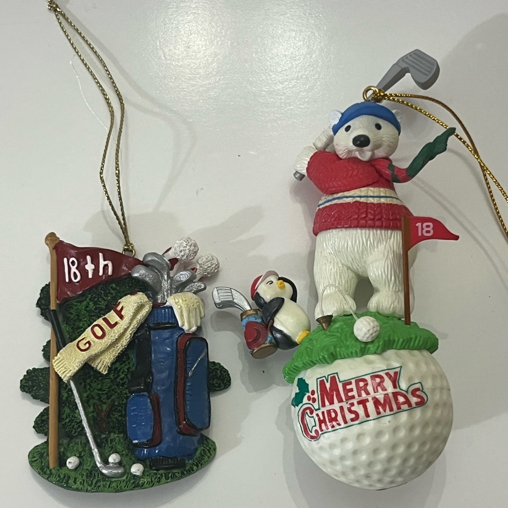 Golf Enthusiasts, 2  Christmas Tree Ornaments for the vintage golf lovers